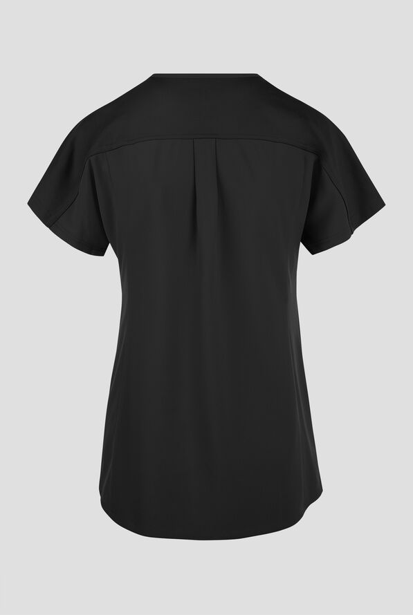 Wink Renew Women's 2-Pocket STRETCH Knit-Trim Dolman Tunic V-Neck Scrub Top - Black - 2