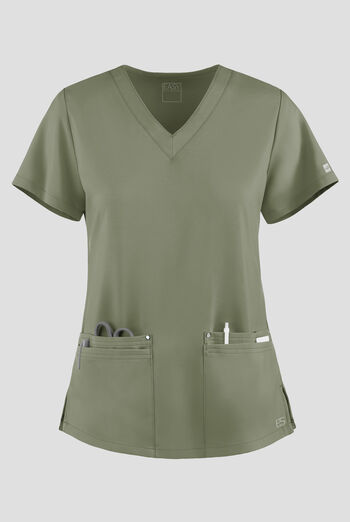 Blusa médica Easy STRETCH Lina con cuello en V ingleteado y 4 bolsillos para mujer