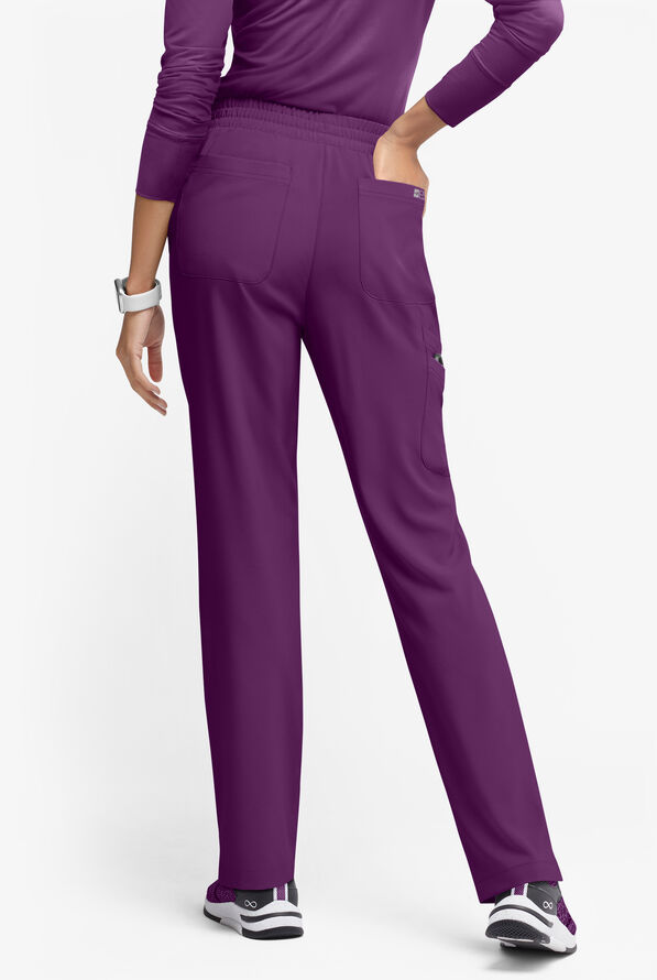 Easy STRETCH Naya Women’s Natural Waist 6-Pocket Straight Leg Scrub Pants - Petite - Eggplant - 5