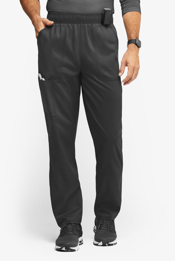 UA Exclusive Cherokee Workwear Revolution Men's 5-Pocket STRETCH Mesh Trim Drawstring Scrub Pants - Black - 1