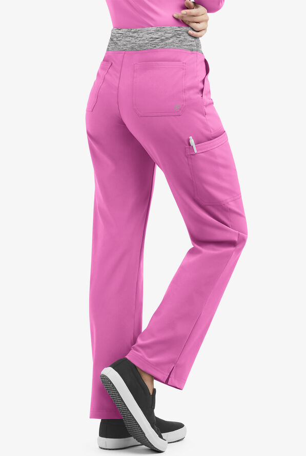 Pantalón médico Easy STRETCH tall Sienna estilo yoga con 5 bolsillos para mujer - Magnesium Pink/Silver Melange - 2