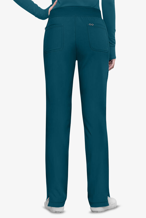 Infinity Women's 6-Pocket STRETCH Rib-Knit Waistband Cargo Scrub Pants - Caribbean Blue - 3