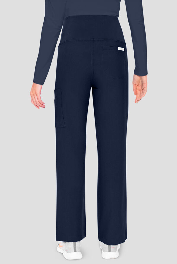 Med Couture Touch Maternity Women's 1-Pocket STRETCH High Waist Straight Leg Scrub Pant - Navy - 4