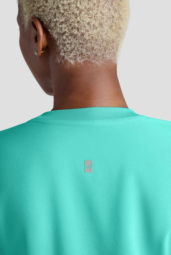 Easy STRETCH Anya Women's 2-Pocket Relaxed Crew Neck Scrub Top - Aqua Dust - 6