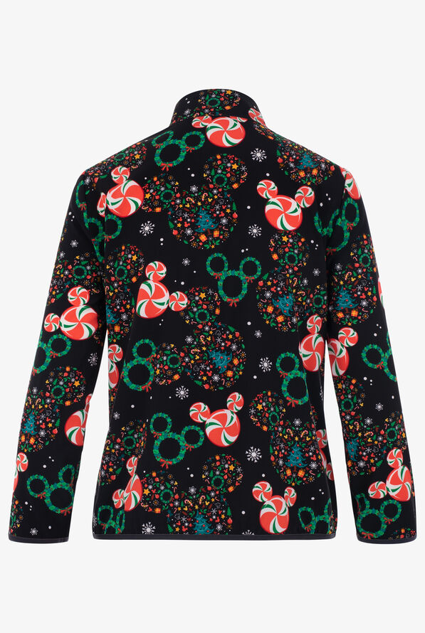 Tooniforms Disney's Mickey Mouse Holiday Heads Women's 2-Pocket STRETCH Print Scrub Jacket - null - 2