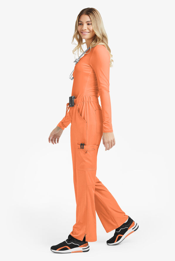 koi Basics Holly Women's 8-Pocket STRETCH Cargo Scrub Pants - Heather Apricot - 4