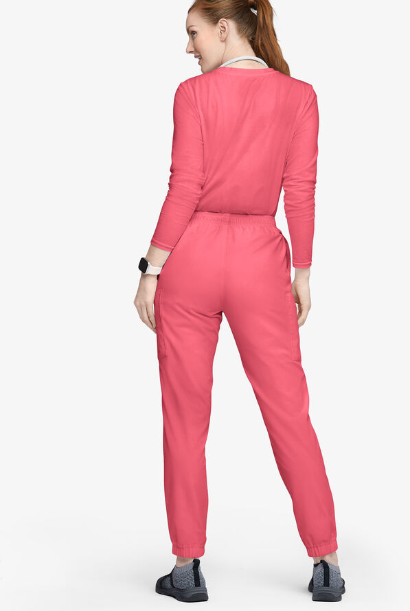 Butter-Soft Originals Women's 7-Pocket Tapered Jogger Cargo Scrub Pants - Petite - Rouge Rose - 3