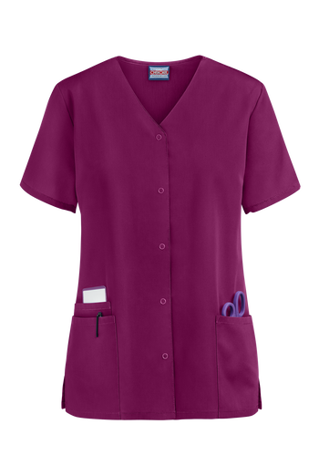 Blusa m&eacute;dica Cherokee Workwear con botones a presi&oacute;n y 3 bolsillos para mujer