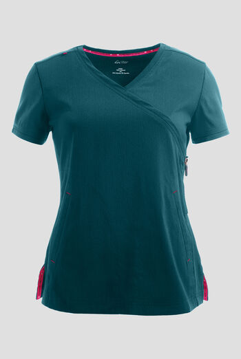 koi Lite&trade; Philosophy Women's 3-Pocket Mock Wrap Side Zipper Scrub Top