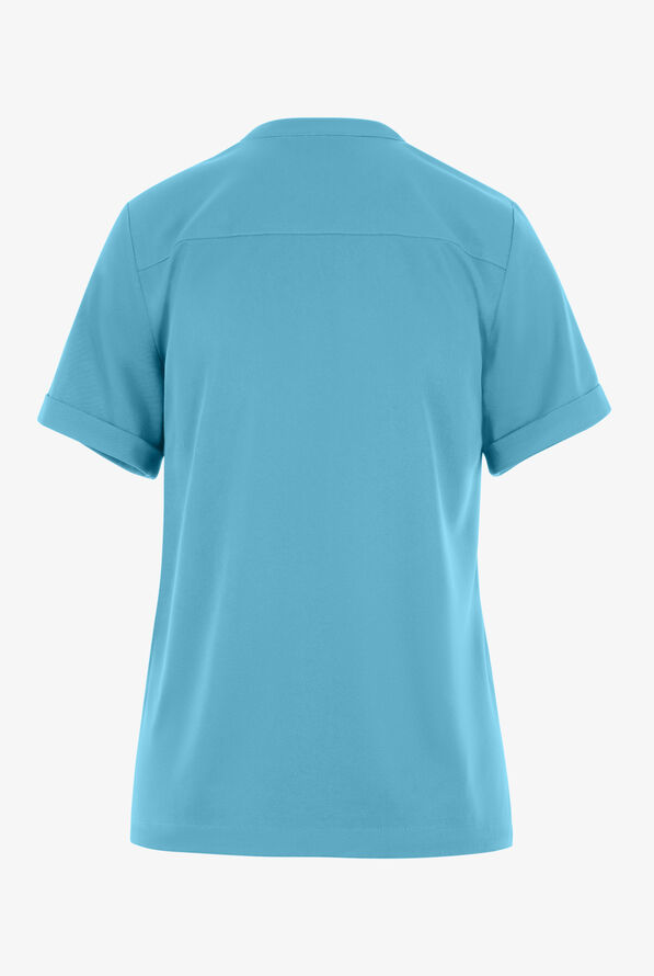 HH Works by Healing Hands Macy Women's 1-Pocket STRETCH Mandarin Collar Tuck In Scrub Top - Fresh Blue - 2