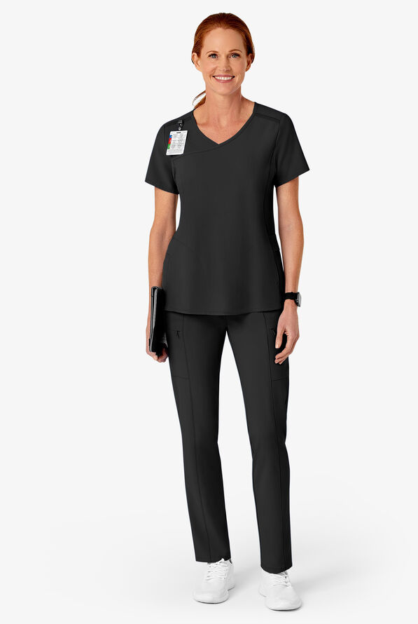 Wink Renew Women's 7-Pocket STRETCH High Waisted Slim Leg Cargo Scrub Pants - Black - 4