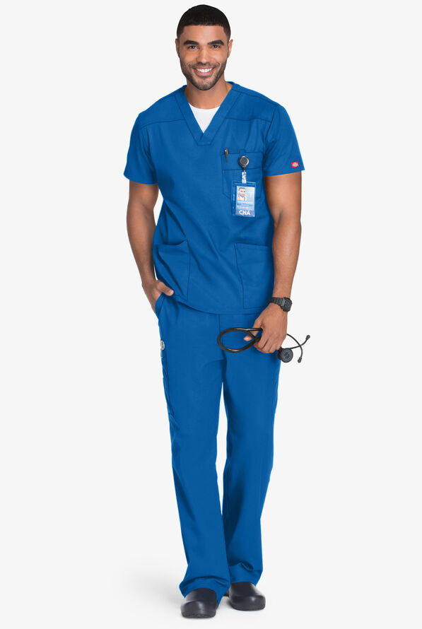 Dickies EDS Signature Men's 5-Pocket V-Neck Scrub Top - Royal - 2