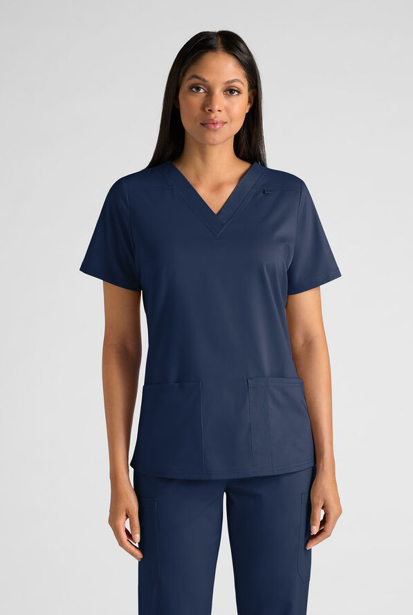Butter-Soft STRETCH FLXTEK+ Women's 4-Pocket V-Neck Scrub Top - Navy - 1