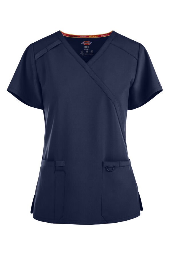 Dickies EDS Essentials Women's 2-Pocket STRETCH Mock Wrap Scrub Top - Navy - 1