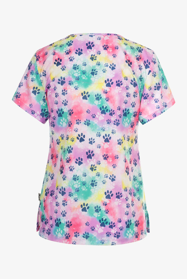 Zavate Ava Therese Just Pawfect Women's 2-Pocket STRETCH V-Neck Print Scrub Top - null - 2