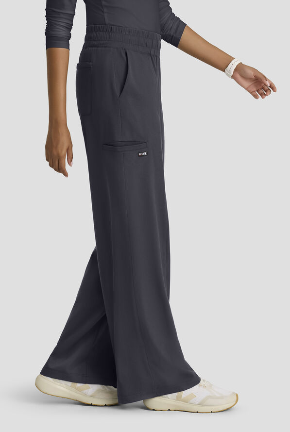 Pantal&oacute;n m&eacute;dico Grey's Anatomy&trade; by Barco Spandex Emerson STRETCH de tiro alto con piernas anchas y 5 bolsillos para mujer - Steel Gray - 3