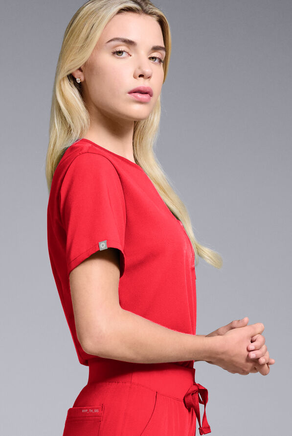 Hypothesis Women's Base Crew-Neck Tuck-In Scrub Top - Hemoglobin - 2