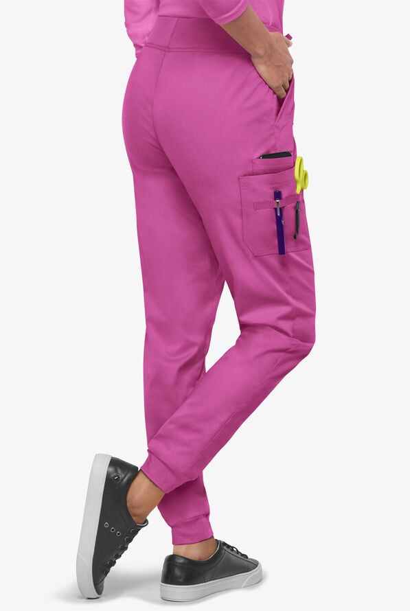 Butter-Soft STRETCH Women's 5-Pocket Cargo Jogger Scrub Pants - Rosebud - 4