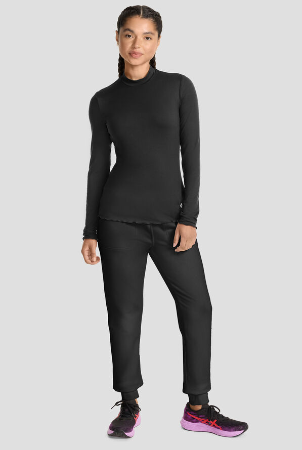 Med Couture Layers Women's STRETCH Merrow Edge Mock Neck Knit Underscrub - Black - 2