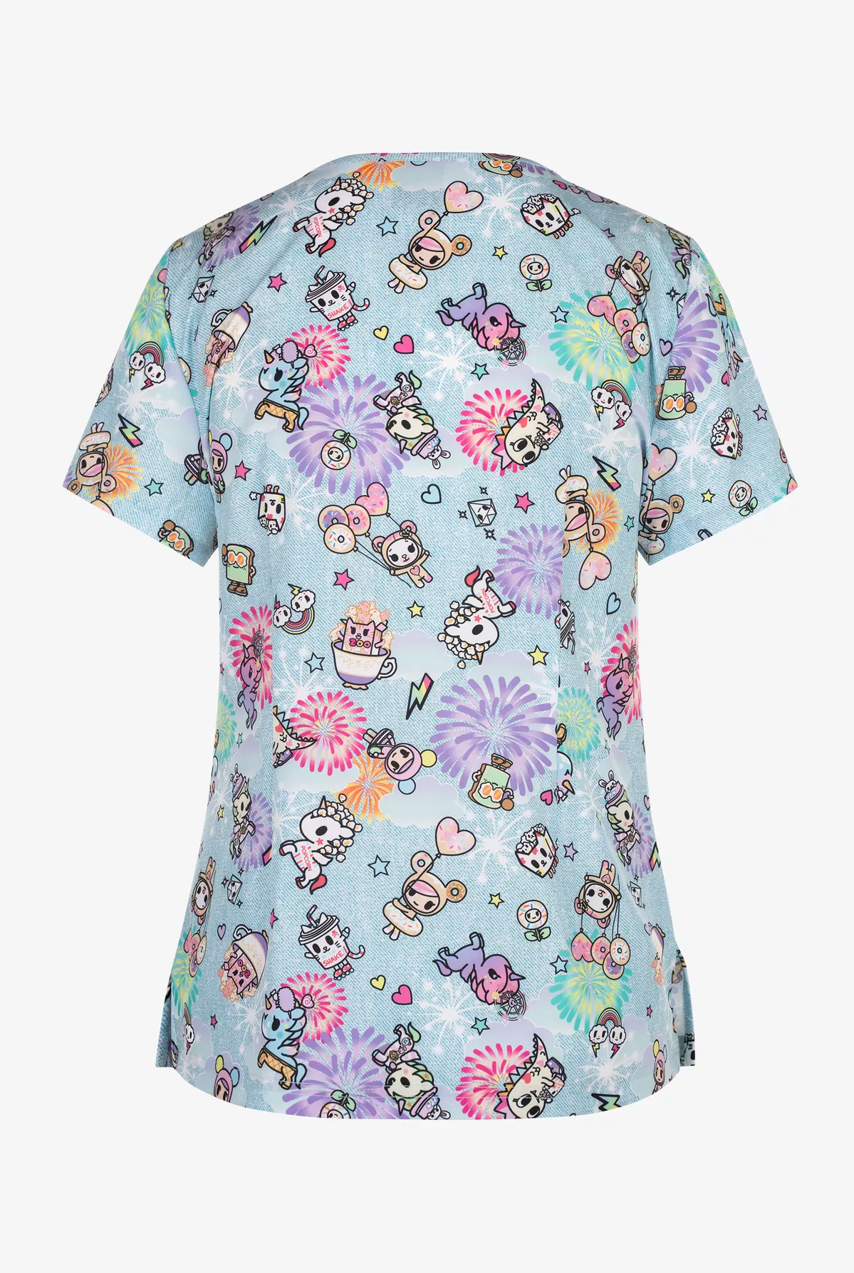 koi Tokidoki Cotton Candy Carnival Women's 2-Pocket STRETCH V-Neck koi Tokidoki Cotton Candy Carnival Women's 2-Pocket STRETCH V-Neck