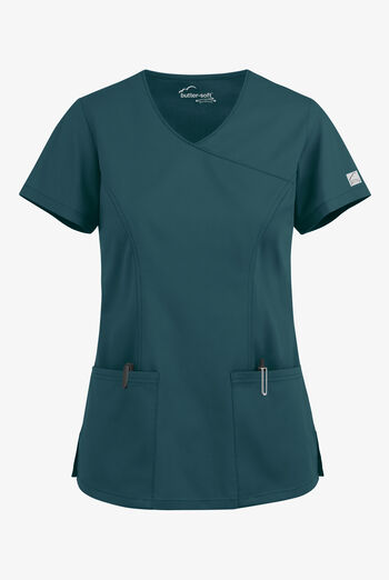 Butter-Soft STRETCH Women's 3-Pocket V-Neck Mock Wrap Scrub Top