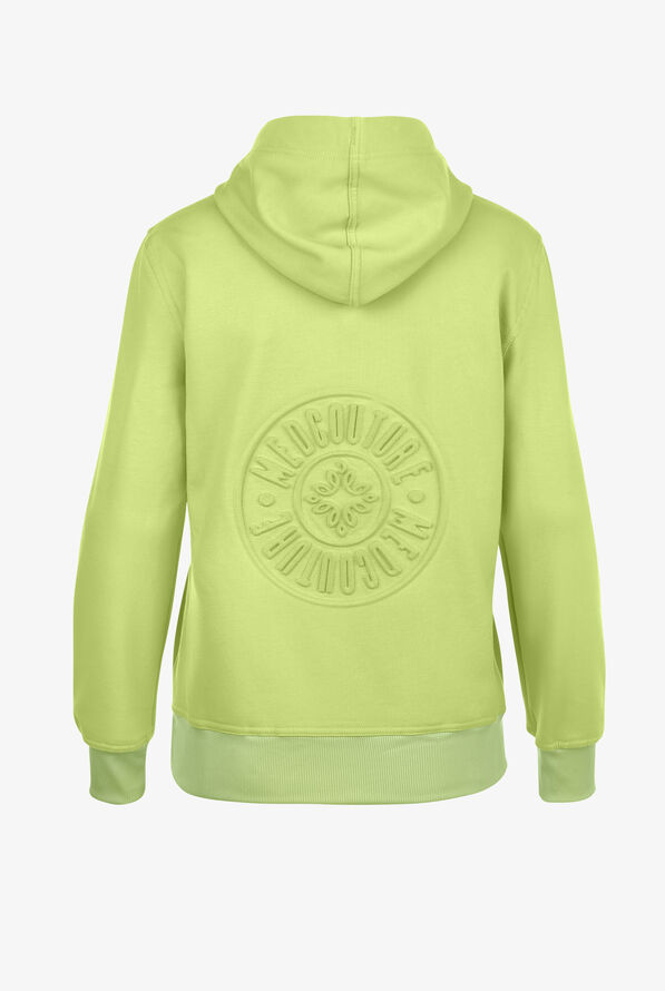 Chaqueta m&eacute;dica con capucha Med Couture Amp Knit STRETCH con cremallera y 2 bolsillos para mujer - Cyber Lime - 2