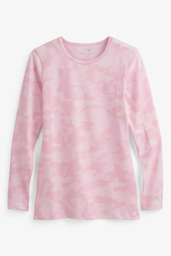 White Cross Women's STRETCH Camo Long Sleeve Knit Underscrub - Pink - 1