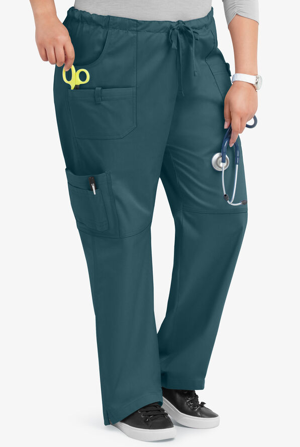 Pantal&oacute;n m&eacute;dico Butter-Soft STRETCH Tall con cord&oacute;n y 10 bolsillos para mujer - Caribbean Blue - 4