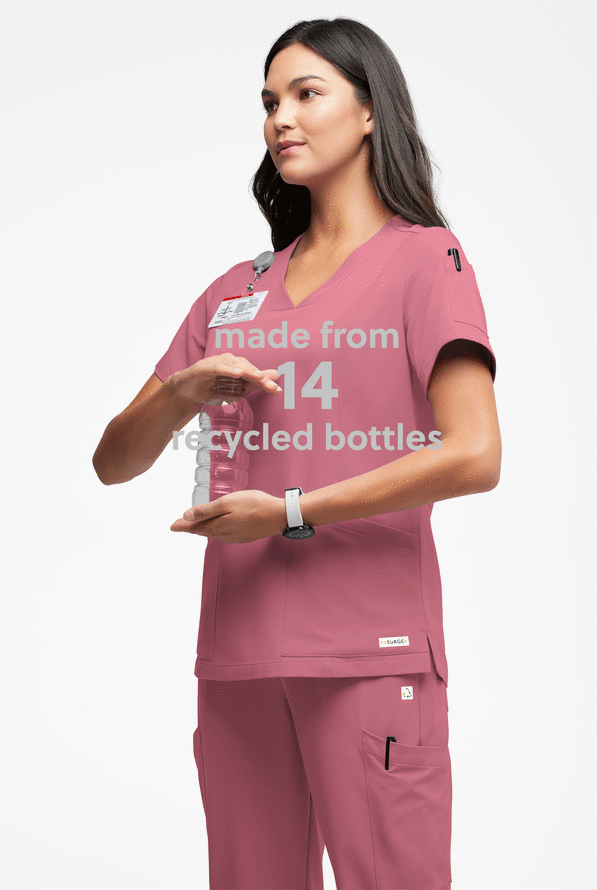 Blusa médica ReSurge Ruby con cuello en V y 5 bolsillos para mujer - Tea Rose - 5