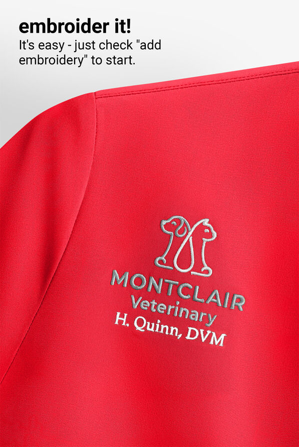 Blusa m&eacute;dica Butter-Soft STRETCH con cuello en V y 2 bolsillos para mujer - Fiery Red - 6