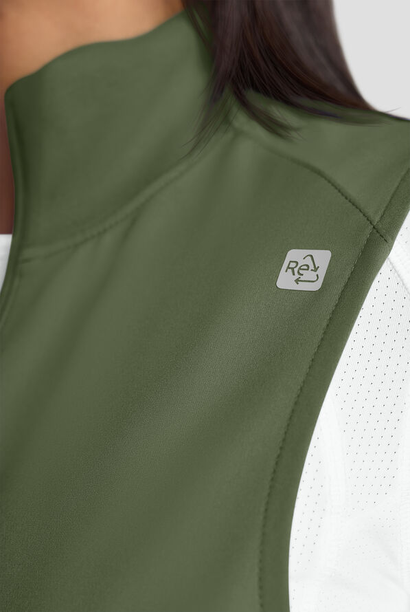 ReSurge Ebro Women's 6-Pocket Zip Front Stand Scrub Vest - Light Olive - 5