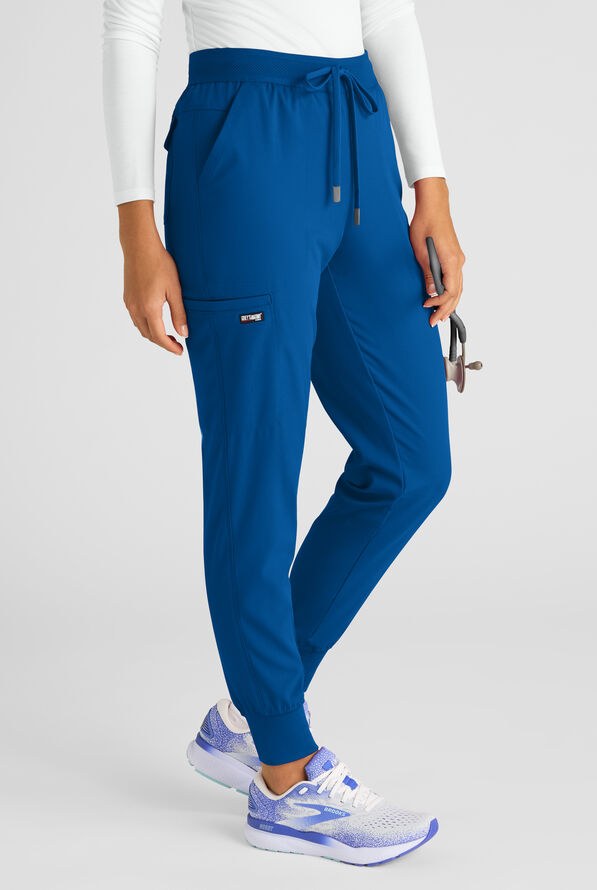 Grey's Anatomy by Barco Emerge Rylee Women's 6-Pocket STRETCH Mid Rise Jogger Scrub Pants - Royal - 1
