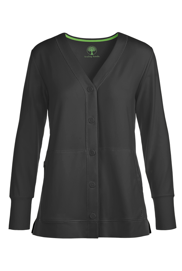 Healing Hands Becca Women's 3-Pocket Scrub Jacket - Black - 1