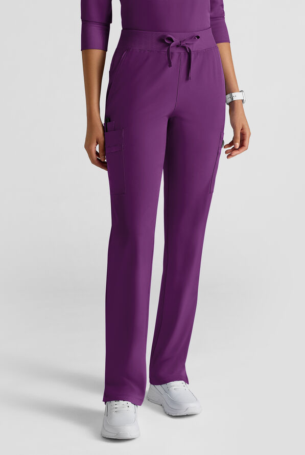 WhisperLite YARA Women's 10-Pocket STRETCH Cargo Straight Leg Scrub Pants - Eggplant - 1