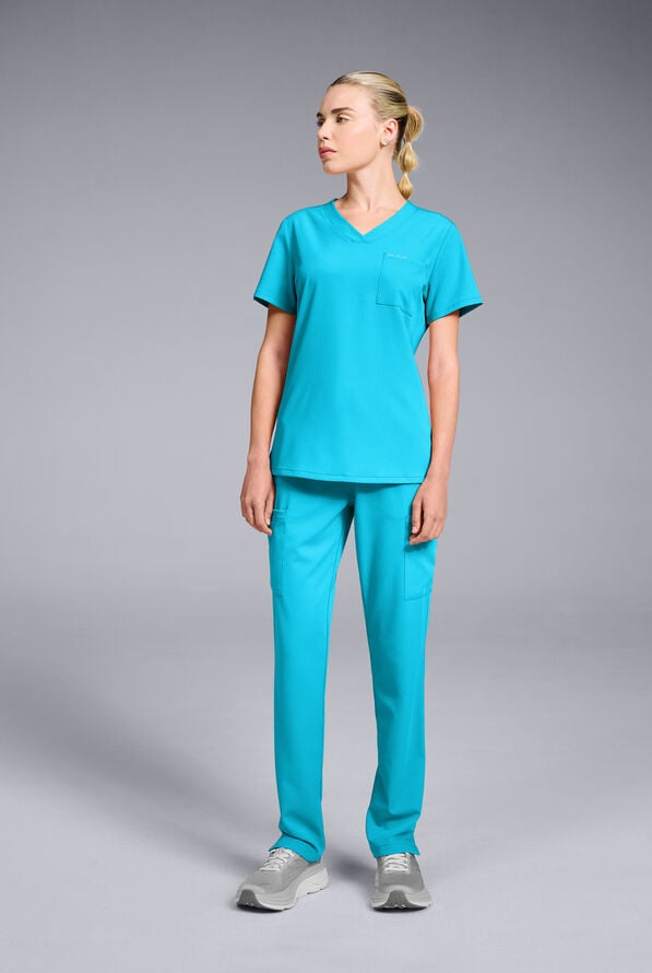 Hypothesis Women's Base 7-Pocket Straight Leg Cargo Scrub Pant - Turquoise - 6
