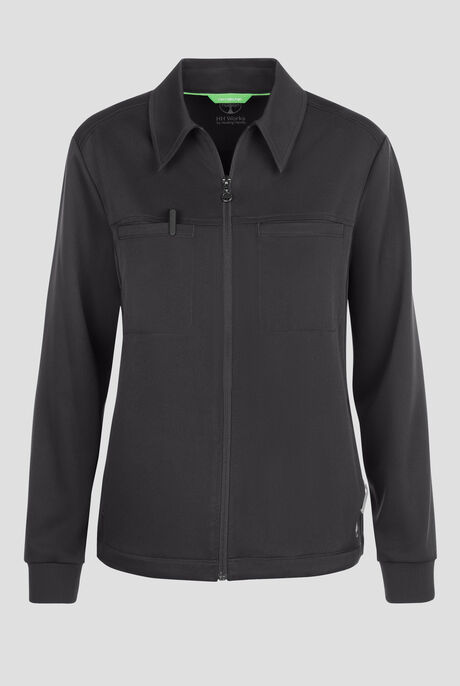 HH Works by Healing Hands Women's 7-Pocket STRETCH Shirt Collar Zip Front Scrub Jacket
