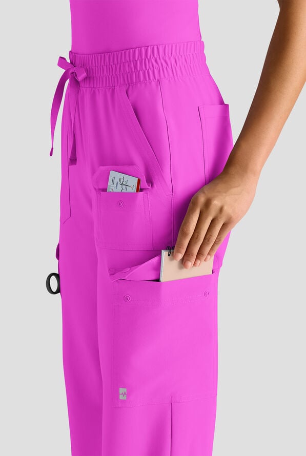 Easy STRETCH Ayo Women's 10-Pocket Cargo Scrub Pants - Electric Fuchsia - 4