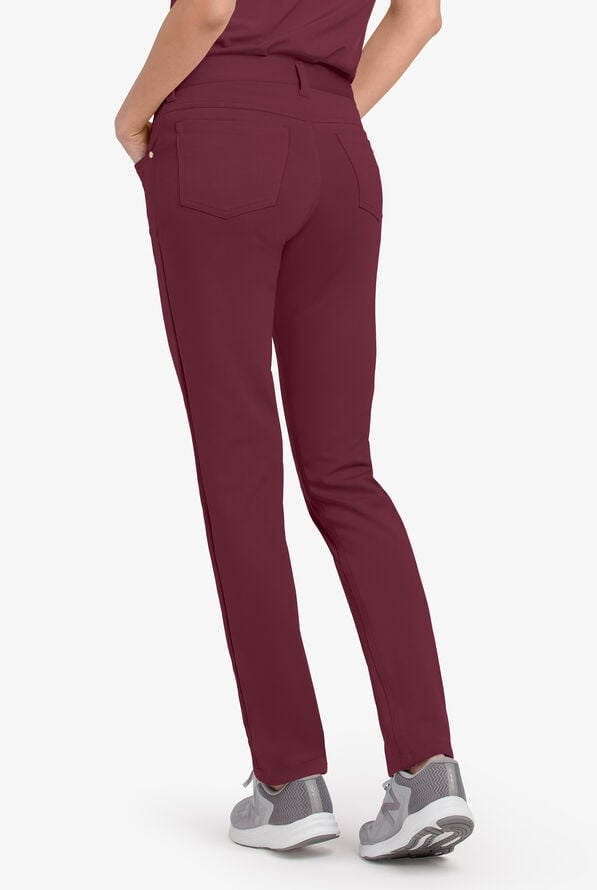 Pantalón médico Lauderdale By UA STRETCH Mellow estilo vaquero con tejido ponte y 4 bolsillos para mujer - Wine - 2