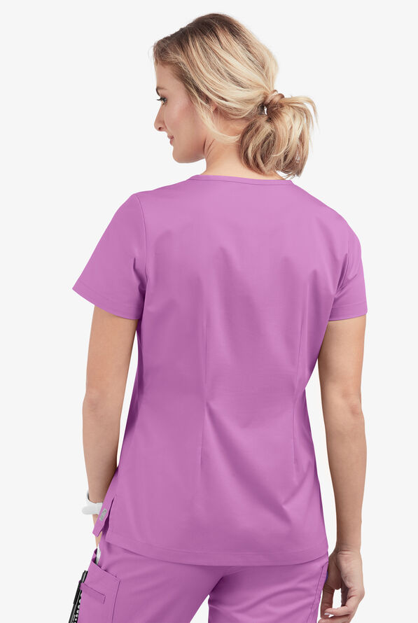 Blusa médica UA Butter-Soft STRETCH con cuello en V y 1 bolsillo para mujer - Orchid - 4