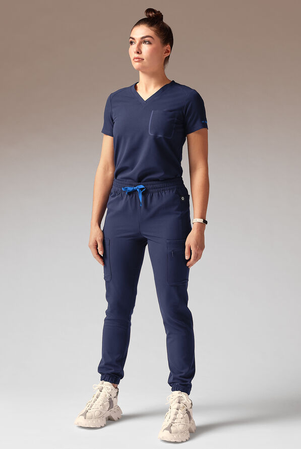Pantalón médico Hypothesis Cache estilo jogger con 6 bolsillos para mujer - Navy - 4