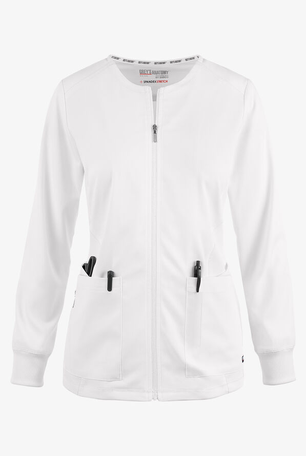 Chaqueta médica Grey's Anatomy Spandex STRETCH Gianna con cremallera y 5 bolsillos para mujer - White - 1