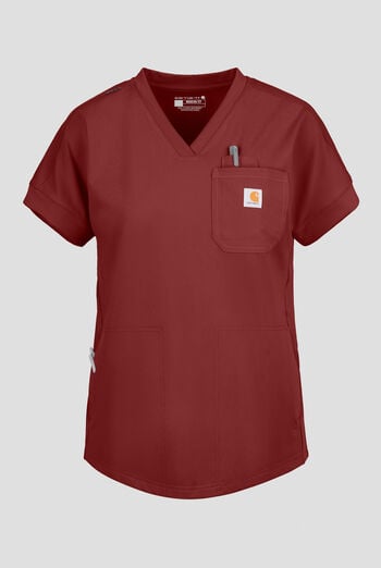 Blusa m&eacute;dica Carhartt Force&reg; Cross-Flex Knits STRETCH con cuello en V y 5 bolsillos para mujer
