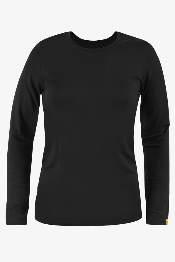 Camiseta médica WonderWink STRETCH con mangas largas para mujer - Black - 1