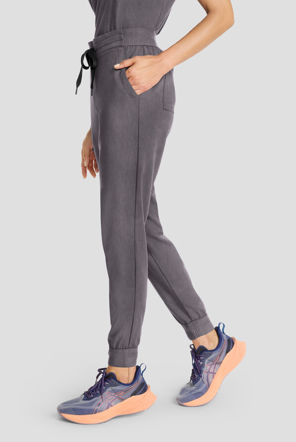Healing Hands Quest Women's 5-Pocket STRETCH Drawstring Jogger Scrub Pant - Heather Ash - 1