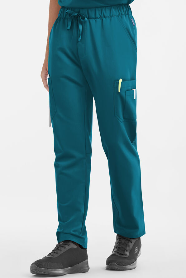 MOVEMENT by Butter-Soft Hadar Men's 9-Pocket Cargo STRETCH Scrub Pants - Caribbean Blue - 1