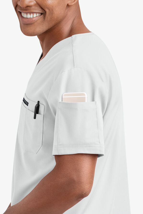 Advantage STRETCH Men's 4-Pocket V-Neck Scrub Top - White - 3