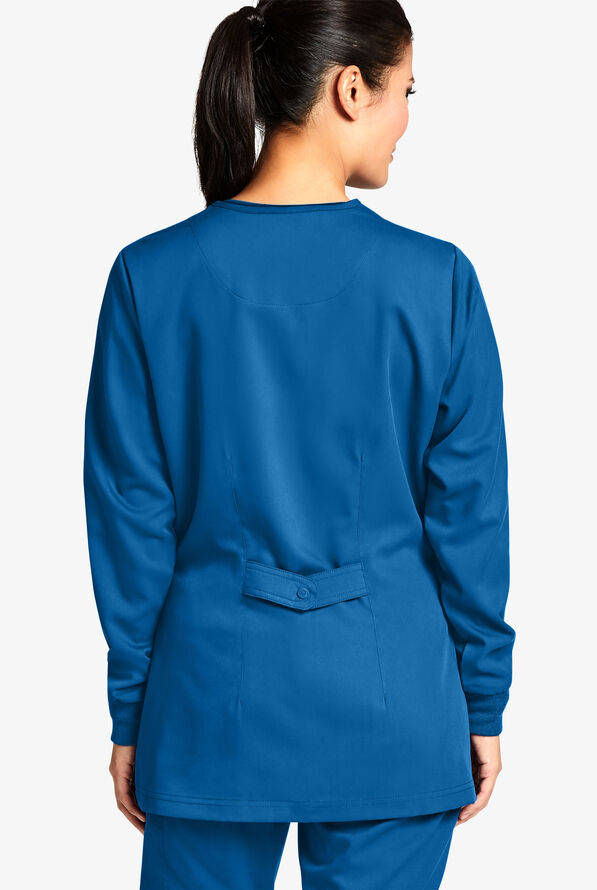 Grey's Anatomy by Barco Women's 4-Pocket Round Neck Warm-Up Scrub Jacket - Royal - 4