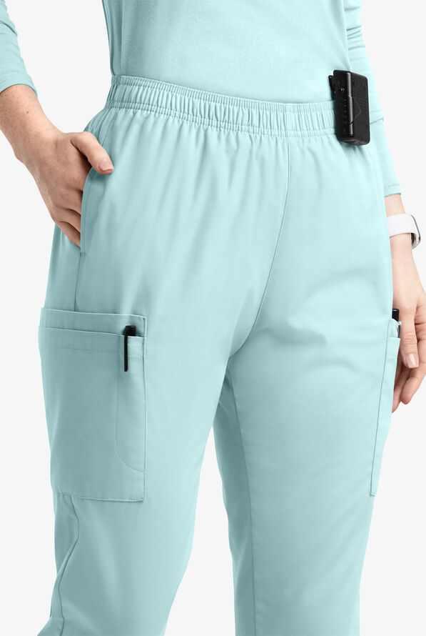 Butter-Soft Originals Women's 7-Pocket Tapered Jogger Cargo Scrub Pants - Salt Blue - 2