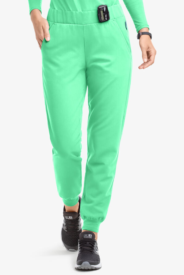 MOVEMENT by Butter-Soft Vega Women's 5-Pocket Flat Front Jogger STRETCH Scrub Pants - Tall - Neo Mint - 1