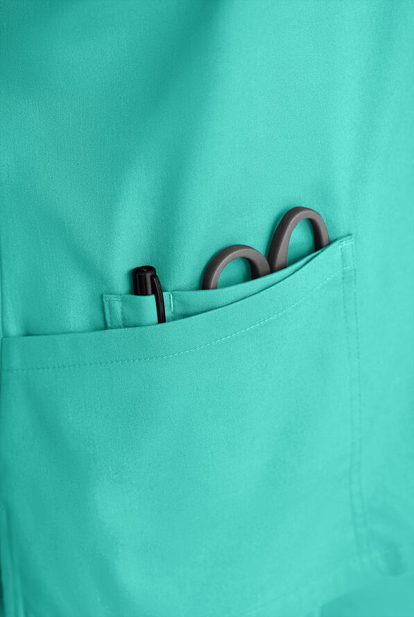 Butter-Soft STRETCH Women's 5-Pocket 3/4" Sleeve V-Neck Scrub Top - Aqua Dust - 5